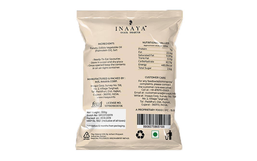 Inaaya Salted Potato Chips    Pack  300 grams